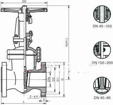 钛合金闸阀结构图 钛合金闸阀结构图